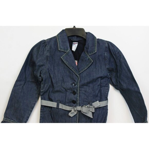 NEW 2006/05 Gymboree Prep Denim Blazer Jacket 10 Spring Tulip Belted Buttons - Picture 4 of 10